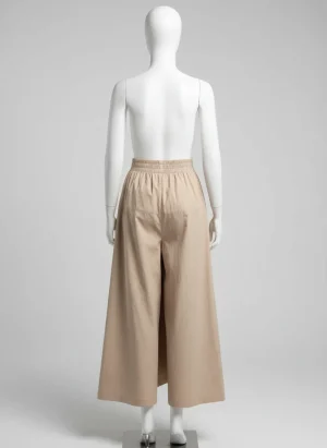 Pantalon jupe coton asymétrique large taille haute été - Vue 1 - Pantalon jupe