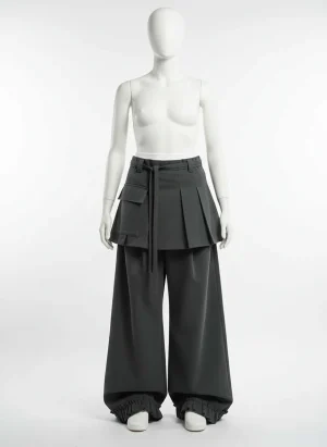 Pantalon jupe coton baggy poches streetwear - Vue 1 - Pantalon jupe