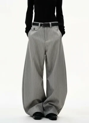 Pantalon jupe coton large rayé vintage été - Vue 1 - Pantalon jupe