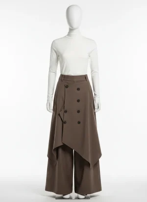 Pantalon jupe coton oversize irrégulier style japonais quotidien - Vue 1 - Pantalon jupe