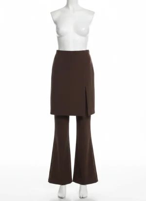 Pantalon jupe coton superposition évasé décontracté - Vue 1 - Pantalon jupe