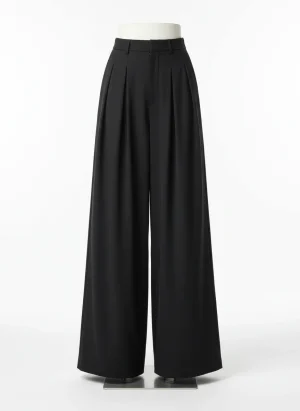 Pantalon jupe fluide taille haute drapé long femme - Vue 1 - Pantalon jupe