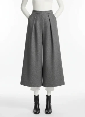 Pantalon jupe laine large décontracté taille élastique femme - Vue 1 - Pantalon jupe