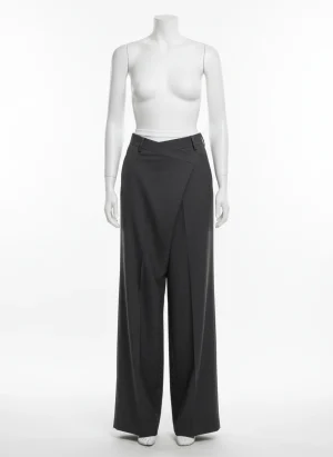 Pantalon jupe large asymétrique professionnel élégant femme - Vue 1 - Pantalon jupe