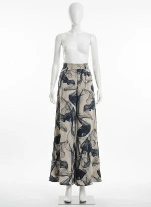 Pantalon jupe large fluide motifs abstraits quotidien femme - Vue 1 - Pantalon jupe