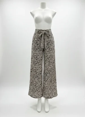 Pantalon jupe large imprimé animalier ceinture ruban bureau - Vue 1 - Pantalon jupe