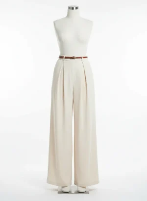 Pantalon jupe large taille haute bureau minimaliste femme - Vue 1 - Pantalon jupe