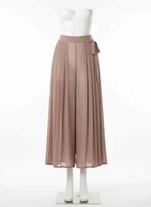 Pantalon jupe mousseline taille élastique fluide été femme - Vue 1 - Pantalon jupe