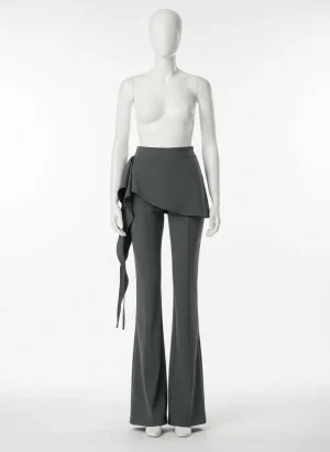 Pantalon jupe nylon extensible évasé amovible femme y2k - Vue 1 - Pantalon jupe