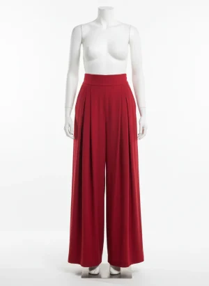 Pantalon jupe palazzo fluide plissé poches élégant femme - Vue 1 - Pantalon jupe