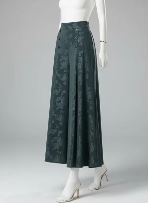 Pantalon jupe 7/8 fluide taille haute fleuri femme - Vue 1 - Pantalon jupe