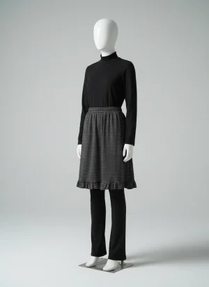 Pantalon jupe superposition rayures à volants style vintage - Vue 1 - Pantalon jupe