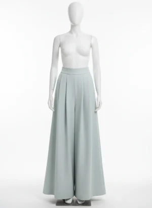 Pantalon jupe toile large bureau plissé femme - Vue 1 - Pantalon jupe