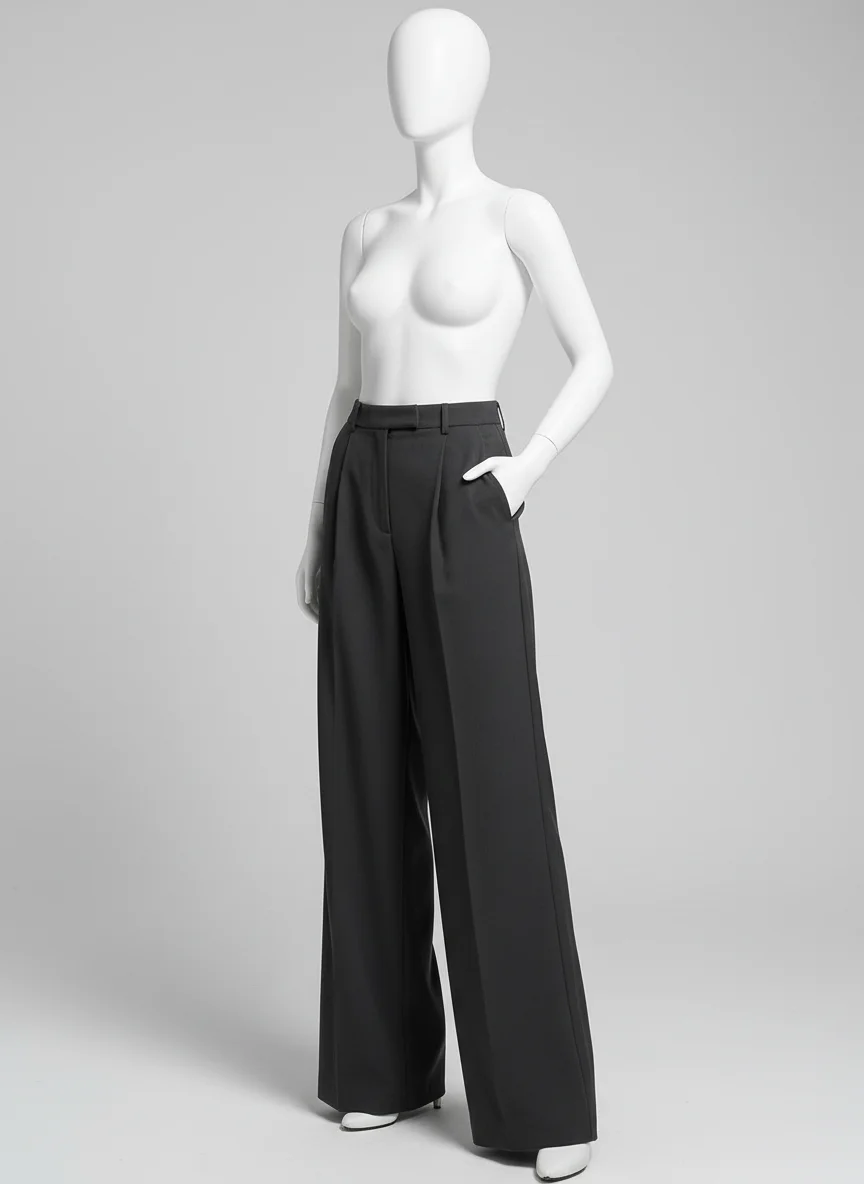 Pantalon jupe vintage taille haute coupe droite femme - Vue 3 - Pantalon jupe